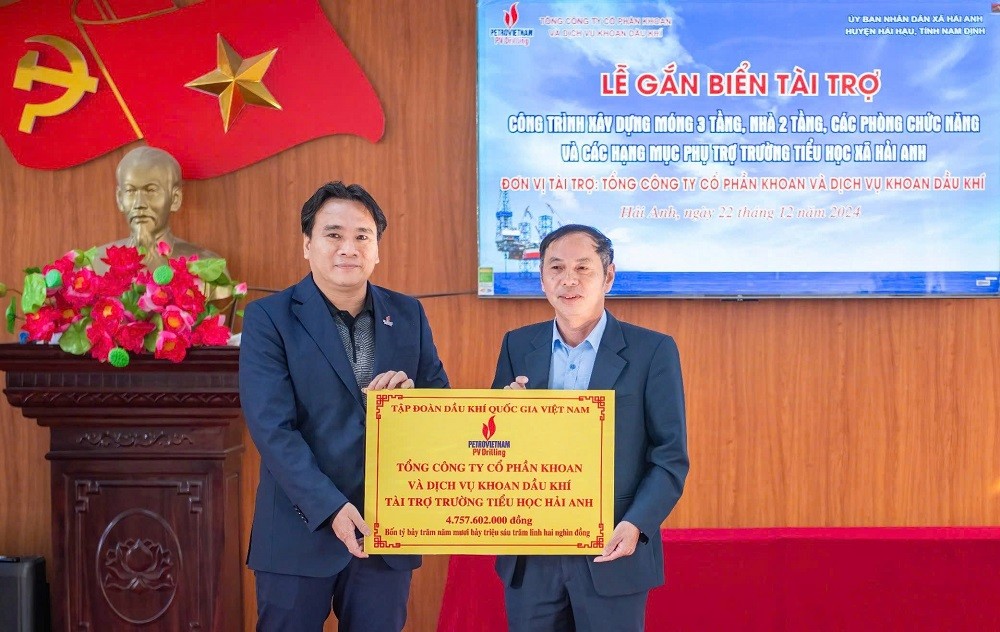 PV Drilling gắn biển tài trợ công trình Trường Tiểu học Hải Anh (tại Nam Định)